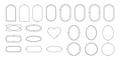 Aesthetic frames pack of y2k elements. Minimalistic linear templates for posters, posts and stories. Borders for social networks. Isolated vector illustration on white background.