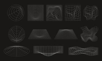 Collection of wireframe graphic elements different shapes vector