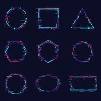 Different shapes geometric glitch element design vector