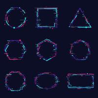 Different shapes geometric glitch element design vector