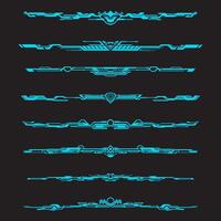 Collection of technology borders. Digital sci-fi divider. Futuristic cyber techno hud border vector
