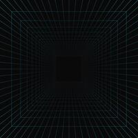Square background dark hallway wireframe perspective. Grid room in perspective vector