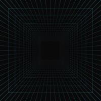 Square background dark hallway wireframe perspective. Grid room in perspective vector