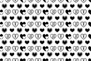 Seamless black and white heart pattern. Cute decorative wallpaper with heart illustrations, endless repeating love, Valentine pattern. vector