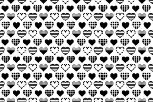 Seamless black and white heart pattern. Cute decorative wallpaper with heart illustrations, endless repeating love, Valentine pattern. vector