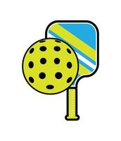 a pickleball paddle and ball icon on a white background vector