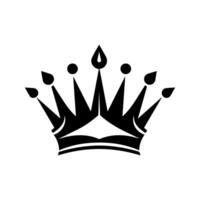 corona icono. un simple, negro silueta de un real corona. vector ilustración aislado en blanco antecedentes. ideal para logotipos, emblemas, insignias. lata ser usado en marca, web diseño.