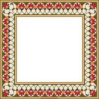 Vector colored square classic Greek meander ornament. Pattern of ancient Greece. Border, frame of the Roman Empire