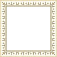 Vector gold square Yakut ornament. An endless rectangular border, a frame of the northern peoples of the Far East