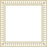 Vector gold square Yakut ornament. An endless rectangular border, a frame of the northern peoples of the Far East