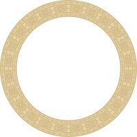Vector gold round Yakut ornament. Endless circle, border, frame of the northern peoples of the Far East