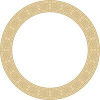 Vector gold round Yakut ornament. Endless circle, border, frame of the northern peoples of the Far East