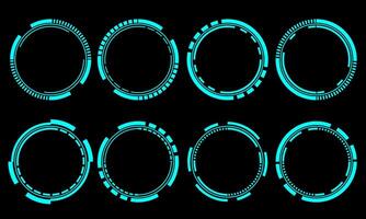 Set of sci fi blue circle user interface elements technology futuristic design modern creative on black background vector