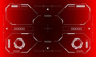 HUD sci-fi octagon interface screen view hexagon geometric design virtual reality futuristic technology creative display on red vector