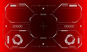 HUD sci-fi octagon interface screen view hexagon geometric design virtual reality futuristic technology creative display on red vector