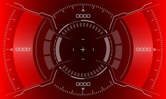 HUD sci-fi circle interface screen view white geometric design virtual reality futuristic technology creative display on red vector