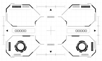 HUD sci-fi octagon interface screen view black geometric design virtual reality futuristic technology creative display on white vector