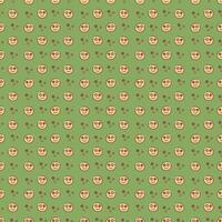 Seamless pattern with cute y2k smile face. Cartoon doodle vector illustration.