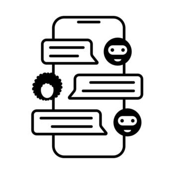 Artificial intelligence communicates with the help of a messenger. Chat bot consultation. Message dialog box. Vector illustration isolated on white background