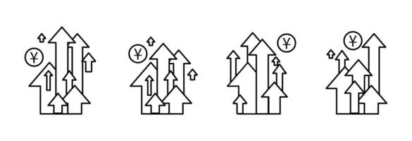 A set of various up arrows. Line vector icons