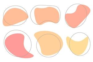 Set of abstract fluid shapes in pastel colors. Flat vector illustrations. peach fuzz and analogous color.