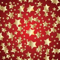 Golden stars on luxury red Christmas background. Night sky seamless pattern vector