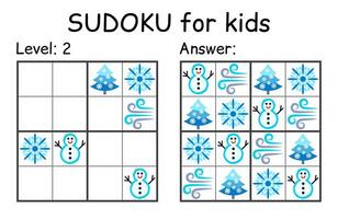 Sudoku. Kids and adult mathematical mosaic. Kids game. Winter theme. Magic square. Logic puzzle game. Digital rebus vector