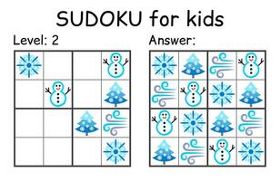 Sudoku. Kids and adult mathematical mosaic. Kids game. Winter theme. Magic square. Logic puzzle game. Digital rebus vector