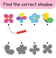 Find the correct shadow. Kids game. Educational matching game for children vector