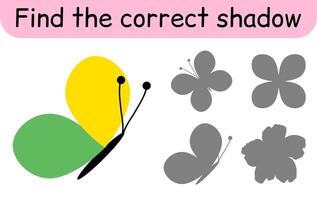 Find the correct shadow. Kids game. Educational matching game for children vector