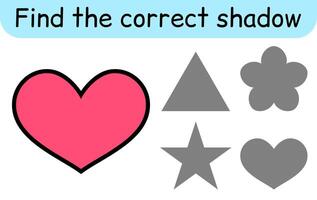 Find the correct shadow. Kids game. Educational matching game for children. vector