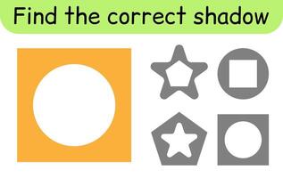 Find the correct shadow. Kids game. Educational matching game for children vector