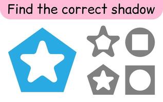 Find the correct shadow. Kids game. Educational matching game for children vector