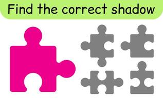 Find the correct shadow. Kids game. Educational matching game for children. Puzzle theme vector