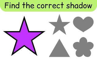 Find the correct shadow. Kids game. Educational matching game for children. vector