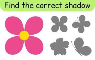 Find the correct shadow. Kids game. Educational matching game for children vector