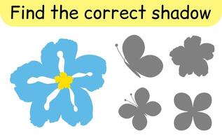 Find the correct shadow. Kids game. Educational matching game for children vector