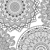 Coloring book pages. Mandala background. Indian antistress medallion. Abstract islamic flower, arabic henna design, yoga symbol. Vector illustration