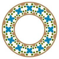 Decorative round ornament. Ceramic tile border. Pattern for plates or dishes. Islamic, indian, arabic motifs. Porcelain pattern design. Abstract floral ornament border vector