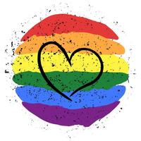 LGBT pride heart lesbian, gay, bisexual, transgender. Rainbow flag. LGBTQ heart. Gay and lesbian love. Grung texture. vector