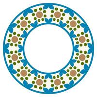 decorativo redondo ornamento. cerámico loseta borde. modelo para platos o platos. islámico, indio, Arábica motivos porcelana modelo diseño. resumen floral ornamento frontera vector