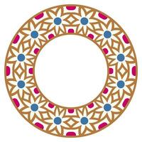 Decorative round ornament. Ceramic tile border. Pattern for plates or dishes. Islamic, indian, arabic motifs. Porcelain pattern design. Abstract floral ornament border vector