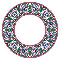 Decorative round ornament. Ceramic tile border. Pattern for plates or dishes. Islamic, indian, arabic motifs. Porcelain pattern design. Abstract floral ornament border vector