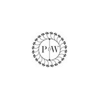 PW simple wedding initial concept with high quality logo design vector