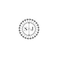 SJ simple wedding initial concept with high quality logo design vector