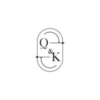 QK line simple initial concept with high quality logo design vector