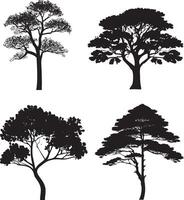 collection isolated tree Symbol silhouette style on white background. vector
