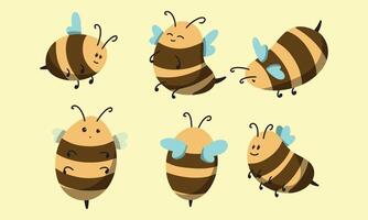 set of Cute honey bees border for Your kawaii design vector