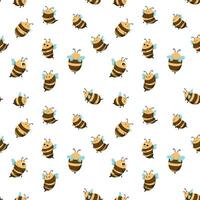 Childish seamless pattern of flying bees. Illustation for background, banner, sticker label and greeting card. Cute repeated pattern. vector
