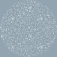 spring flowers seamless cute small floral pattern on blue background in circle vector